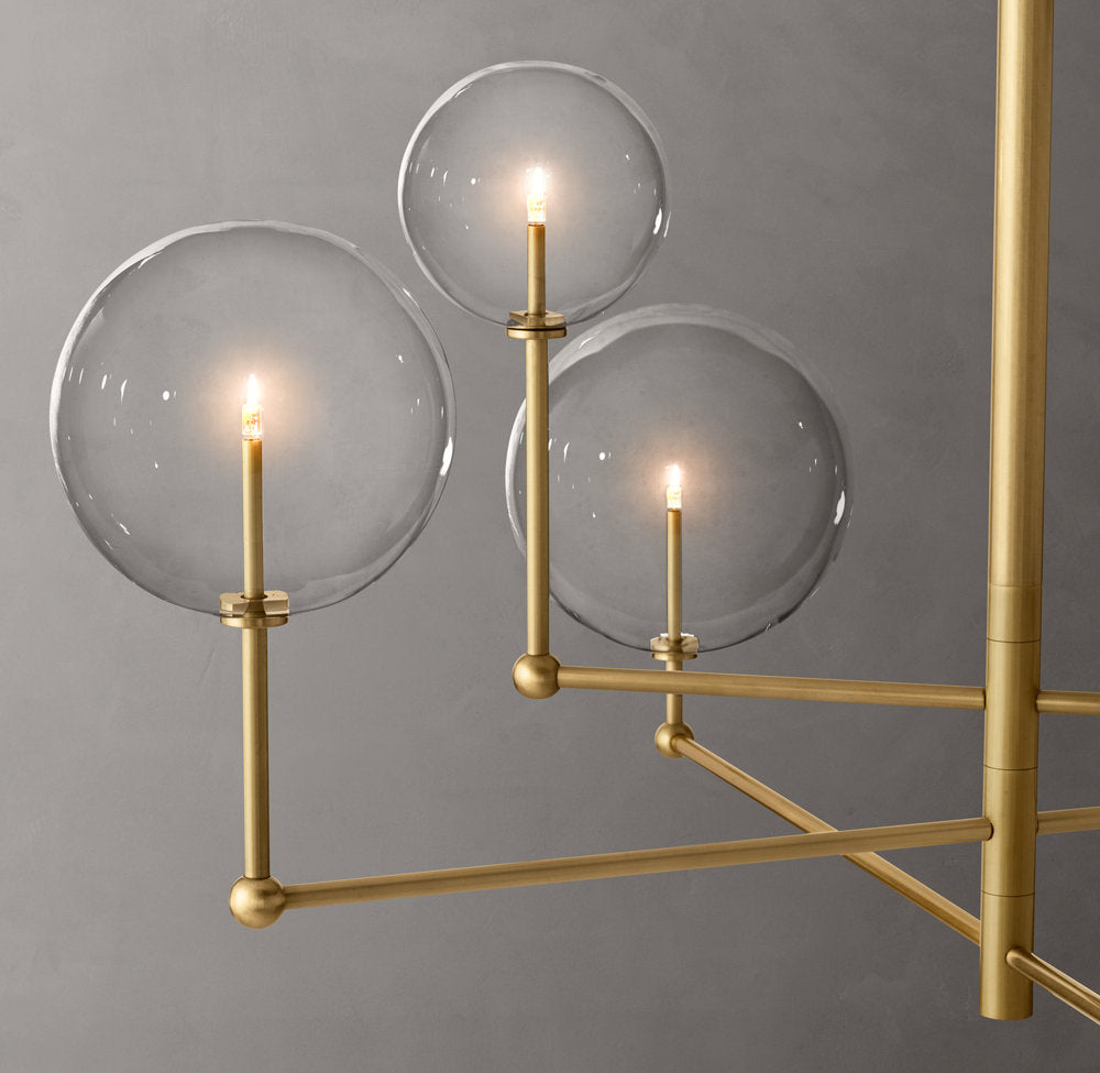 Glass Globe Mobile Three-Arm Chandelier 46"