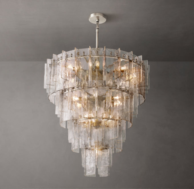 Lattice Clear Glass Tiered Round Chandelier 47"