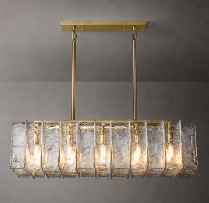 Lattice Clear Glass Rectangular Chandelier 49"