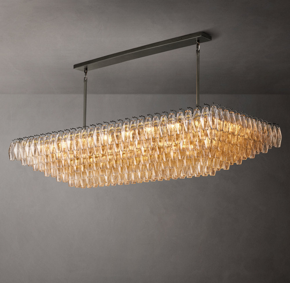 Chiara Clear Glass Tiered Rectangular Chandelier 74"