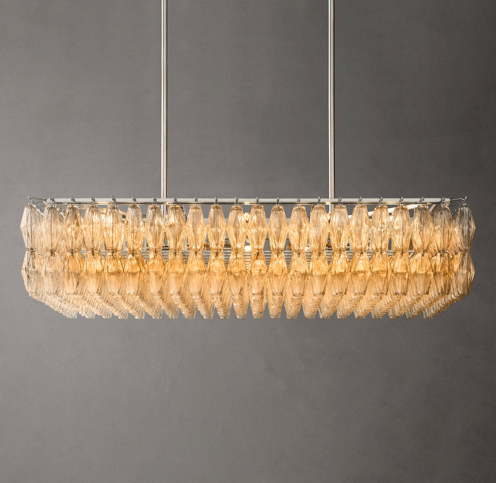 Chiara Clear Glass Rectangular Chandelier 54"