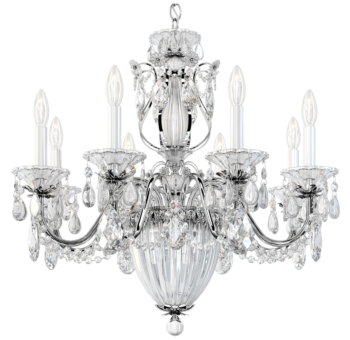 Bagatelle 24.5"H x 26.5"W 11-Light Crystal Chandelier in Silver