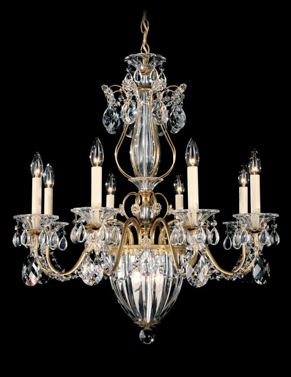 Bagatelle Chandelier, 11-Light, Antique Silver, Clear Swarovski Crystal, 26.5"W (1248-48S 1HPUFC)