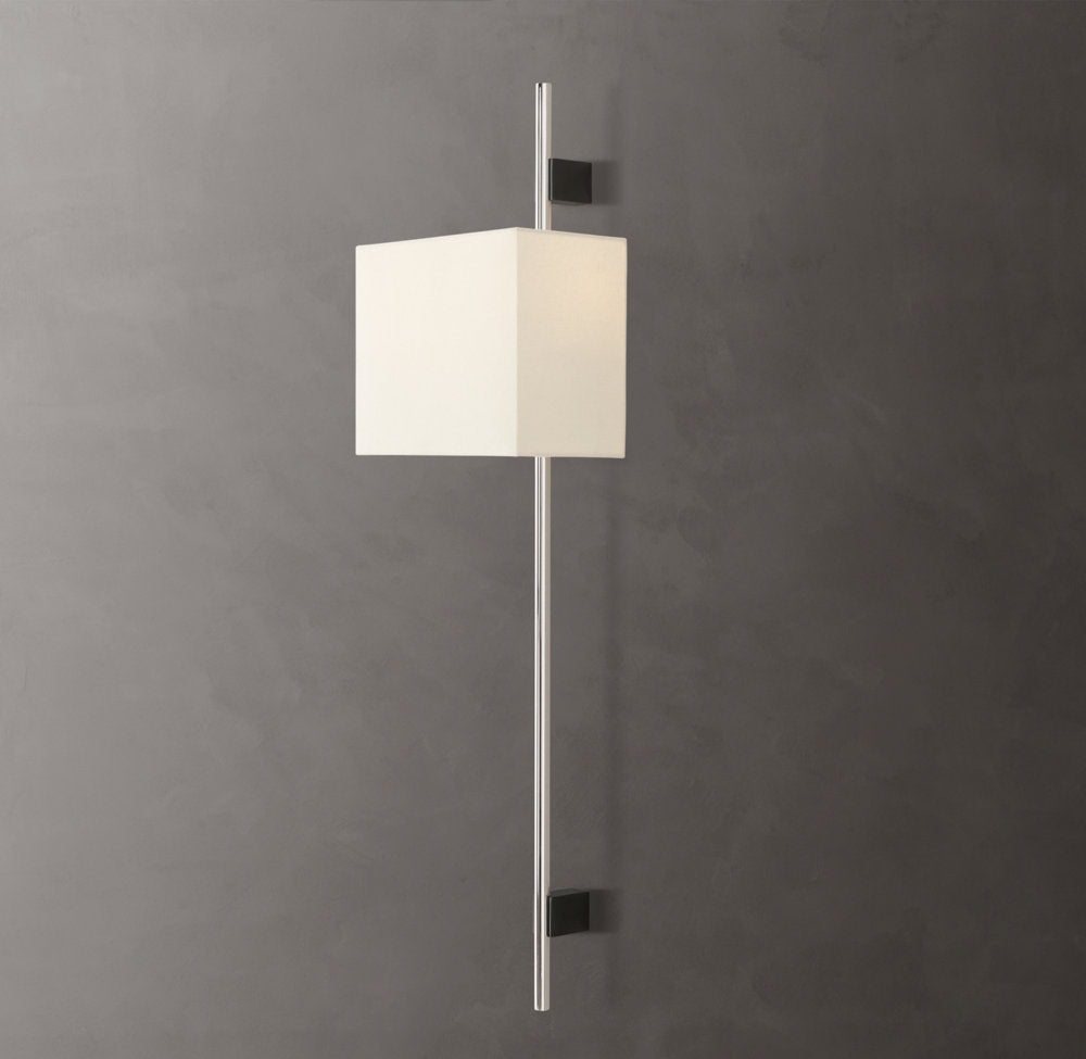 Vela Round Bar Sconce - Rectangular Shade