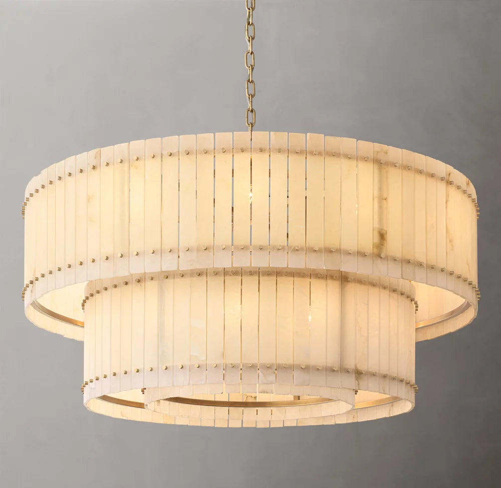 San Marco Alabaster Round Tiered Chandelier 60"