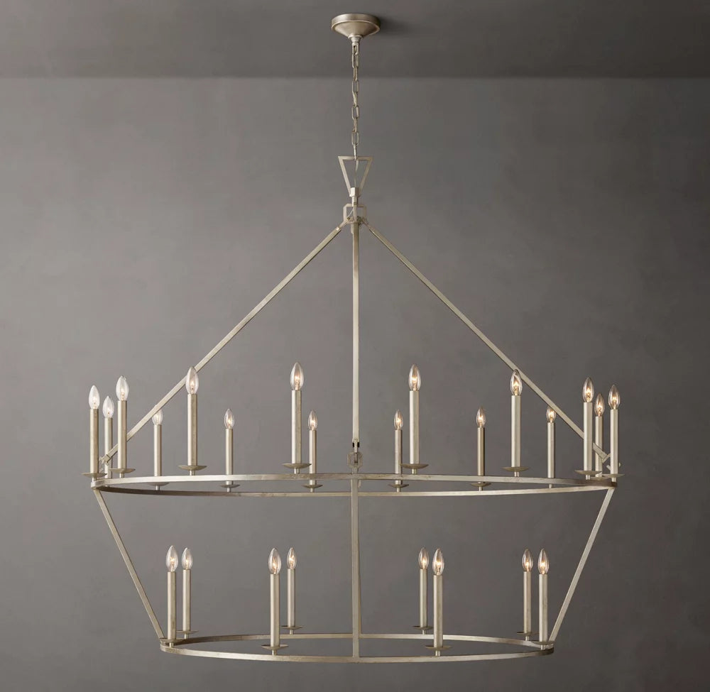 19TH C. ENGLISH OPENWORK TWO-TIER ROUND CHANDELIER 62"