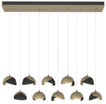 Brooklyn 10-Light Double Shade Rectangular Pendant - Gold - Black - Opal