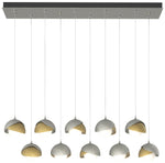 Brooklyn 10-Light Rectangular Pendant - Sterling - Brass - Opal