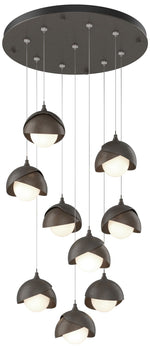 Brooklyn 20.5" 9-Light Dark Smoke & Bronze Round Long 2-Shade Pend