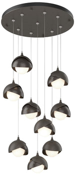Brooklyn 20.5" 9-Light Smoke & Rubbed Bronze Round Long 2-Shade Pe