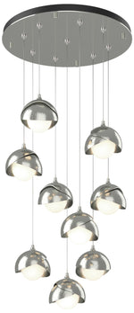 Brooklyn 20.5" 9-Light Sterling & Sterling Round Long 2-Shade Pend
