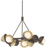 Brooklyn 32"W 9-Light Brass Accented Bronze Double Shade Ring Pendant