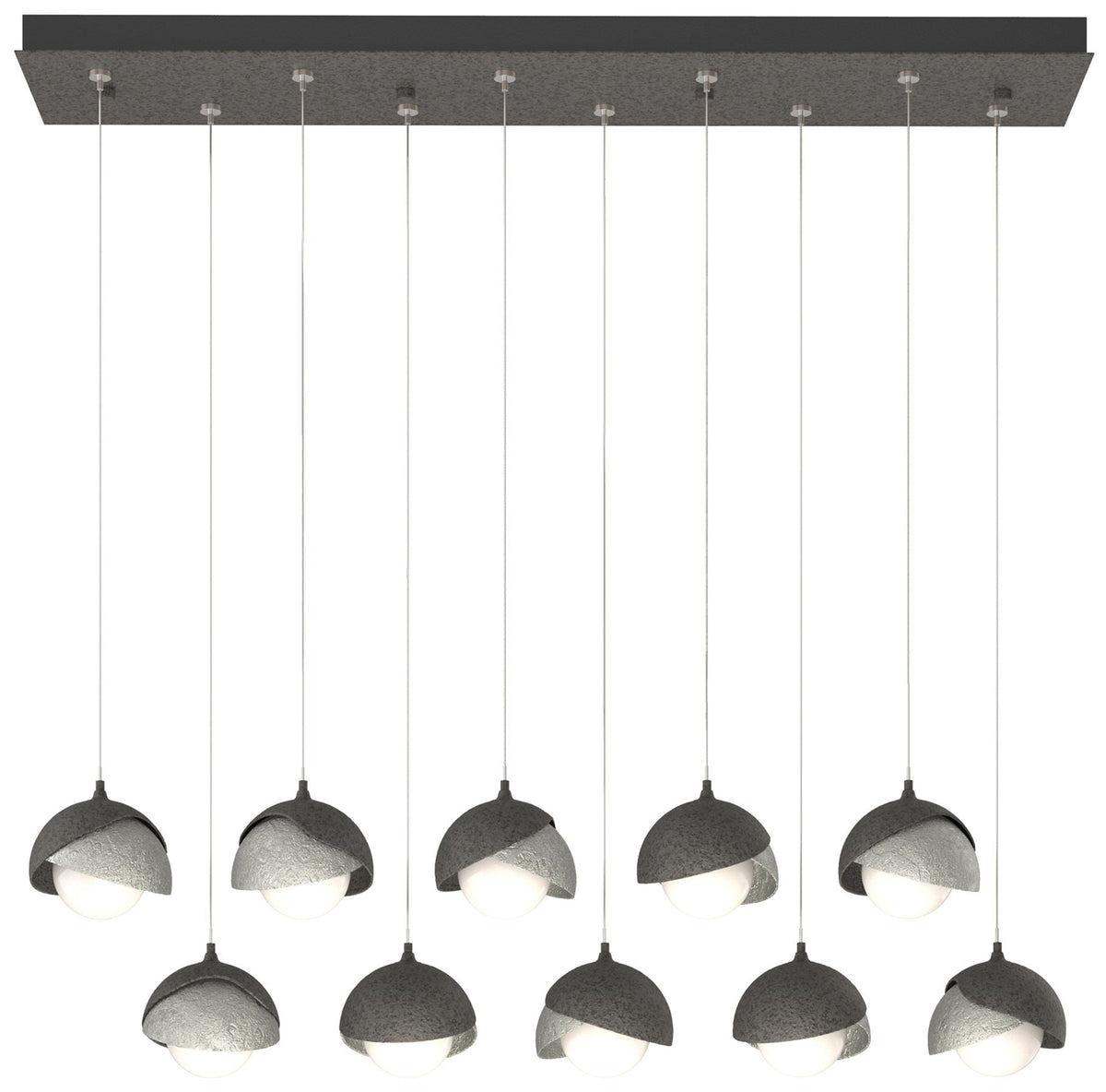Brooklyn 44.5" Iron & Sterling Rectangular Long 2-Shade Pendant