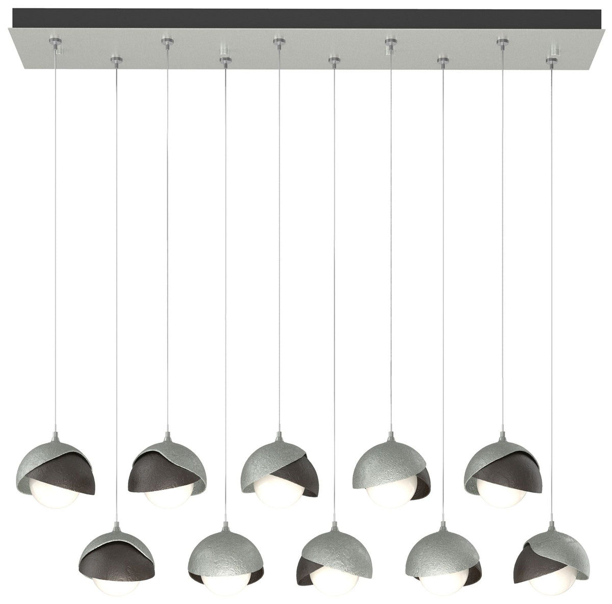 Brooklyn 44.5" Platinum & Rubbed Bronze Rectangular Long 2-Shade P
