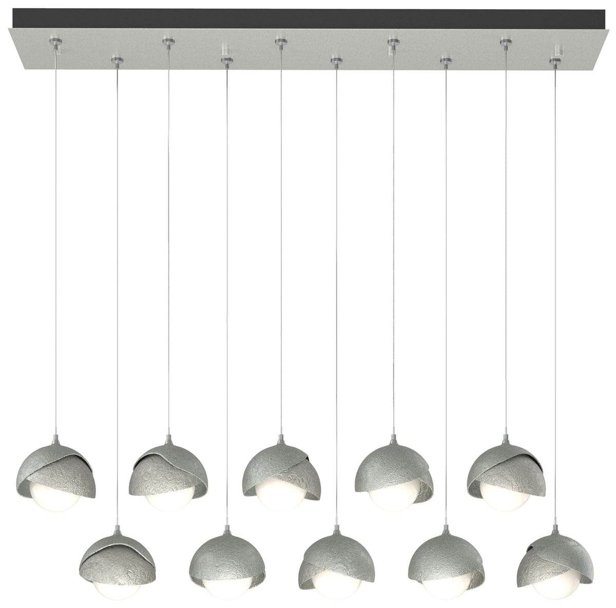 Brooklyn 44.5" Platinum & Sterling Rectangular Long 2-Shade Pendan