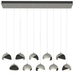 Brooklyn 44.5" Sterling & Black Rectangular Long 2-Shade Pendant