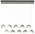 Brooklyn 44.5"W 10-Light Double Rectangular White and Sterling Pendant