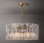 Lattice Clear Glass Round Chandelier 37"