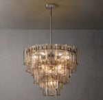 Lattice Clear Glass Tiered Round Chandelier 36"