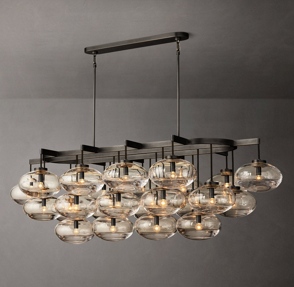 Cabrette Clear Glass Linear Chandelier 72"