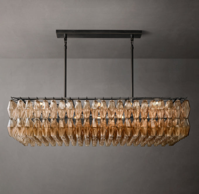 Chiara Smoke Glass Rectangular Chandelier 54"