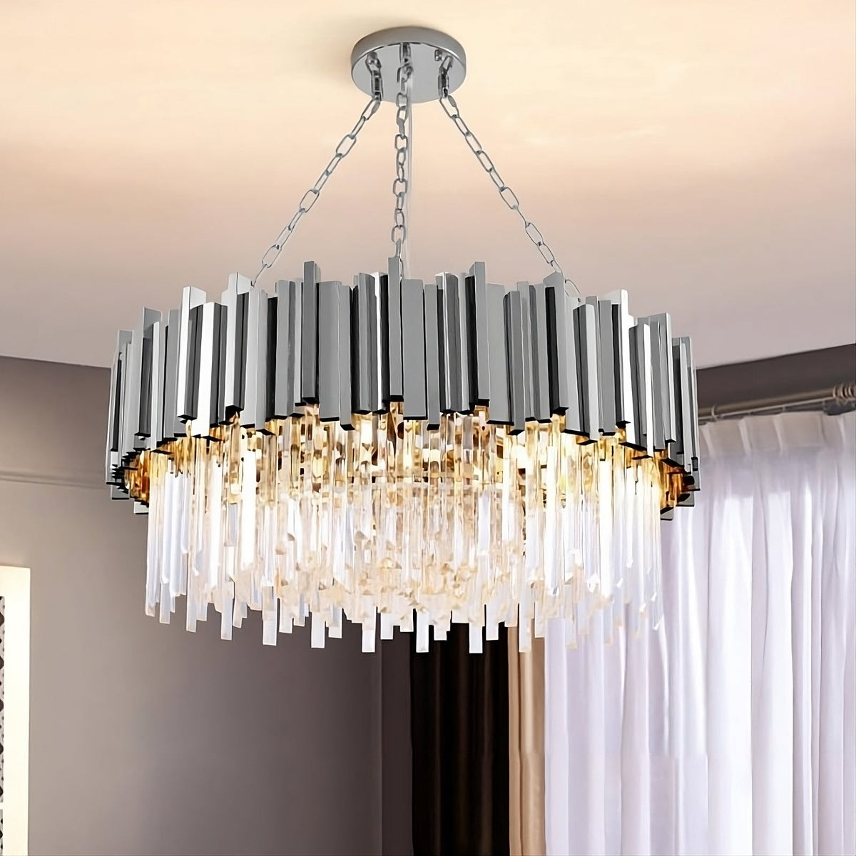 Gio Stainless Steel & Crystal Modern Chandelier