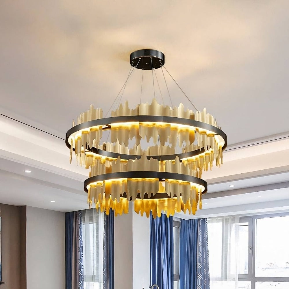 Nera 2-Tier Brushed Brass Modern Chandelier