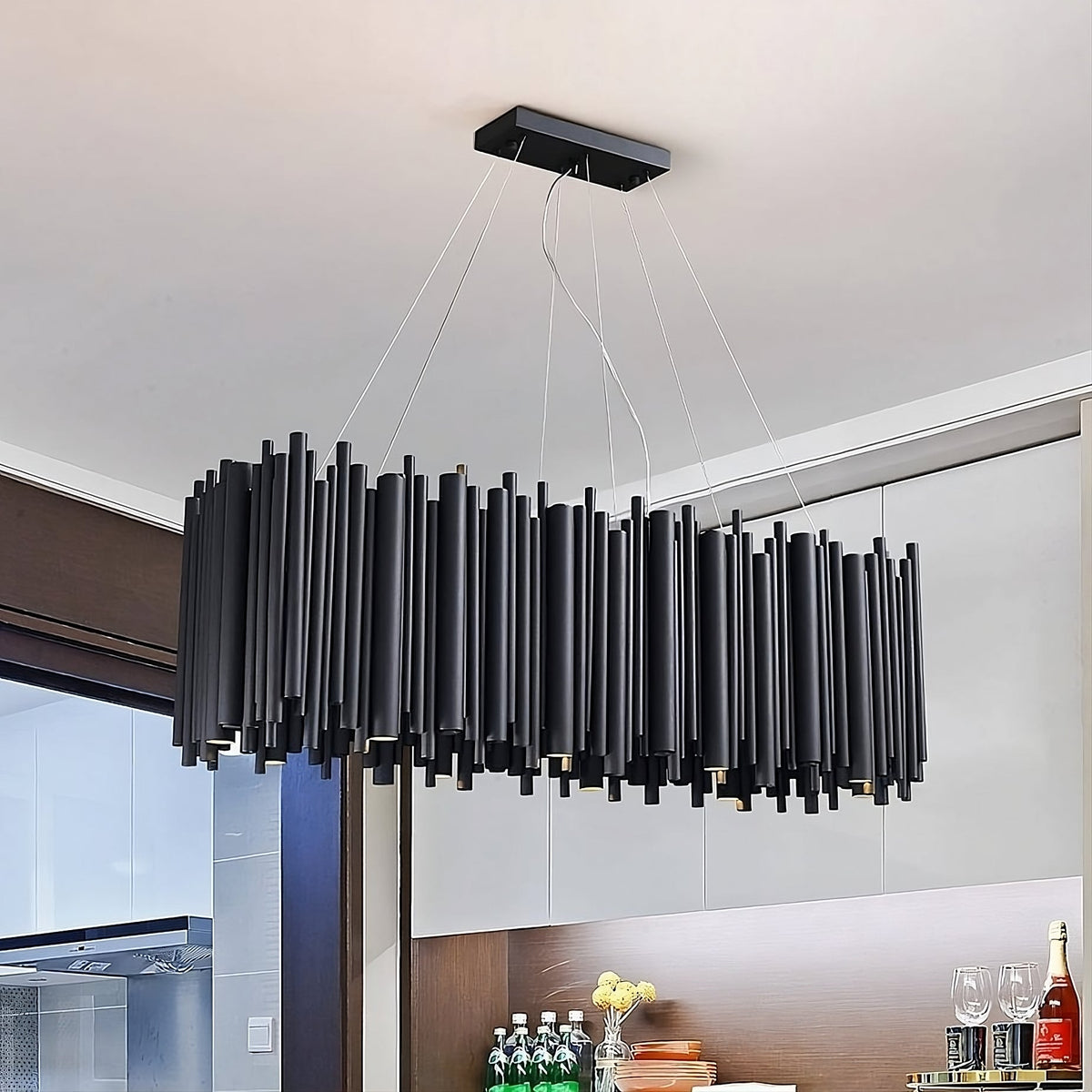 Vigo Rectangle Chandelier, Black