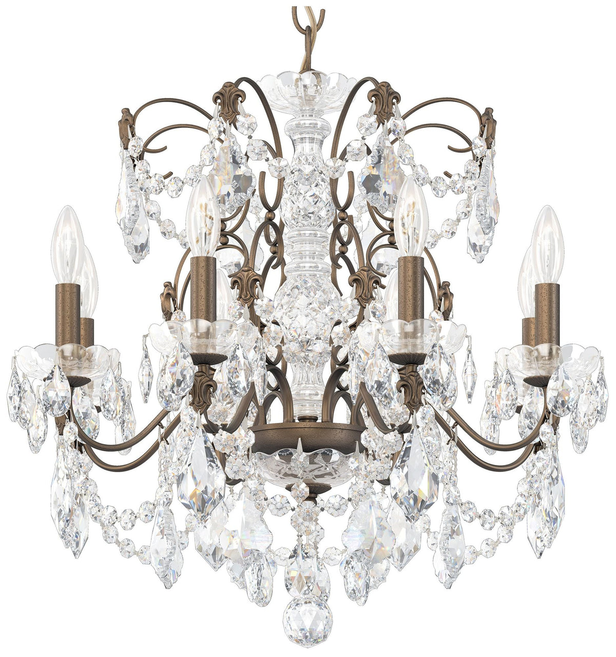 Century 21.5"H x 24"W 8-Light Crystal Chandelier in Etruscan Gold