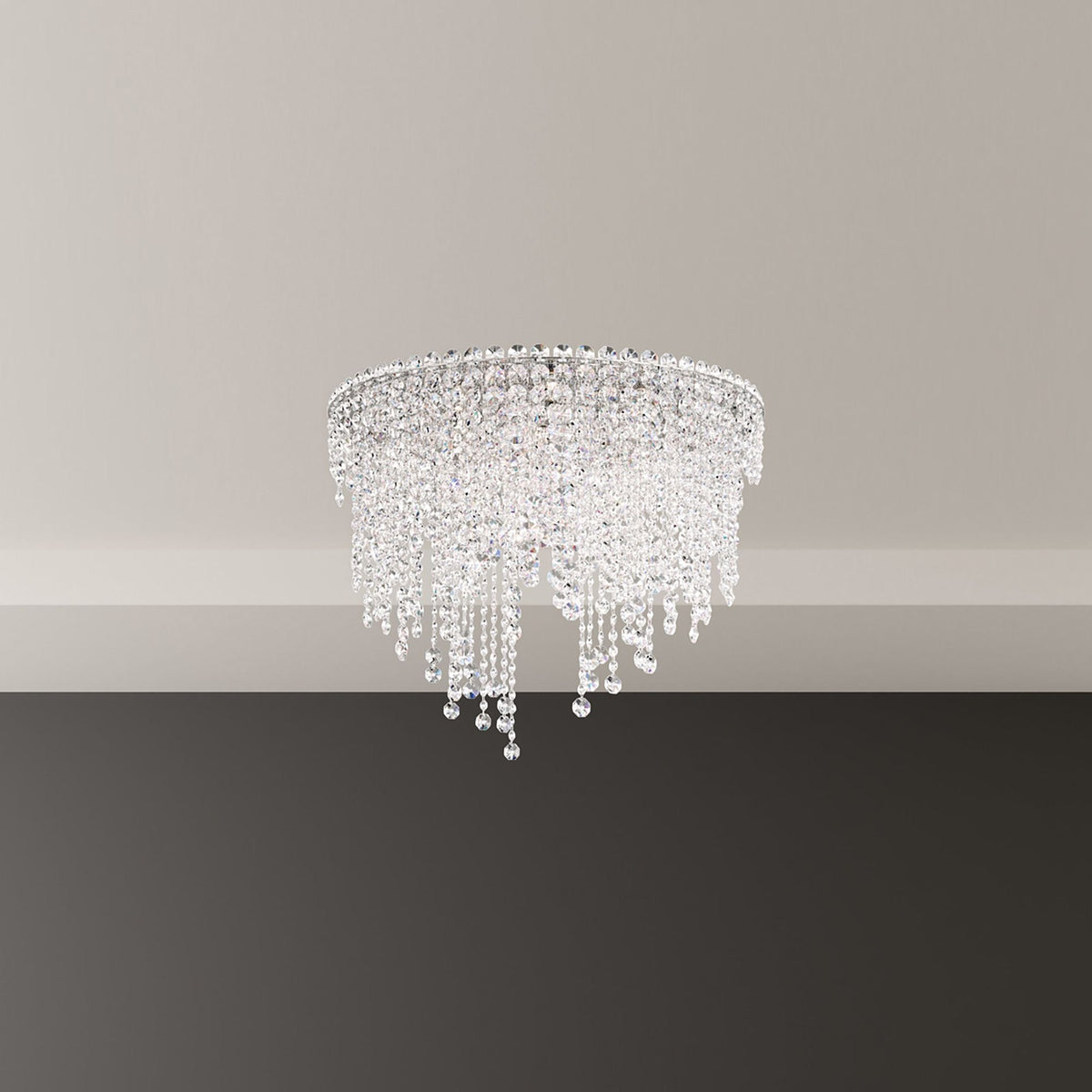 Chantant 20.5"H x 24"W 6-Light Crystal Flush in Pol Stainless Ste