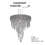 Chantant 28"H x 24"W 6-Light Crystal Chandelier in Polished Stain