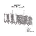 Chatter 10"H x 36"W 12-Light Crystal Linear Pendant in Pol Stainl