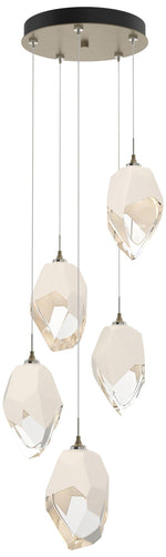 Chrysalis 16.1"W 5-Light Large White Crystal Soft Gold Long Pendant