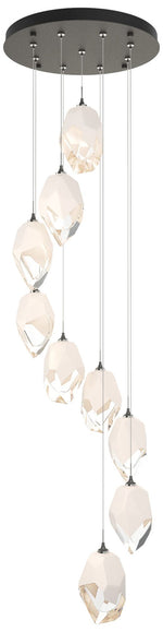 Chrysalis 20.5"W 9-Light Large White Crystal Natural Iron Long Pendant