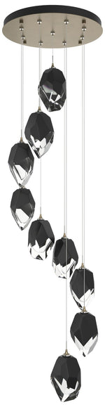 Chrysalis 20.5"W 9-Light Soft Gold Large Black Crystal Standard Pendan