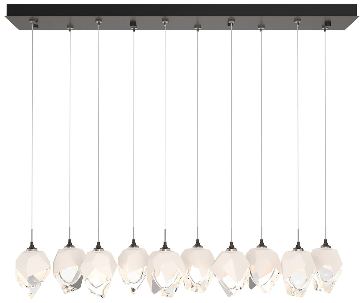 Chrysalis 8.5"W 10-Light Small White Crystal Rubbed Bronze Long Pendan