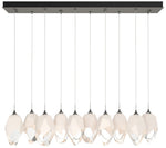 Chrysalis 9.8"W 10-Light Large White Crystal Natural Iron Long Pendant