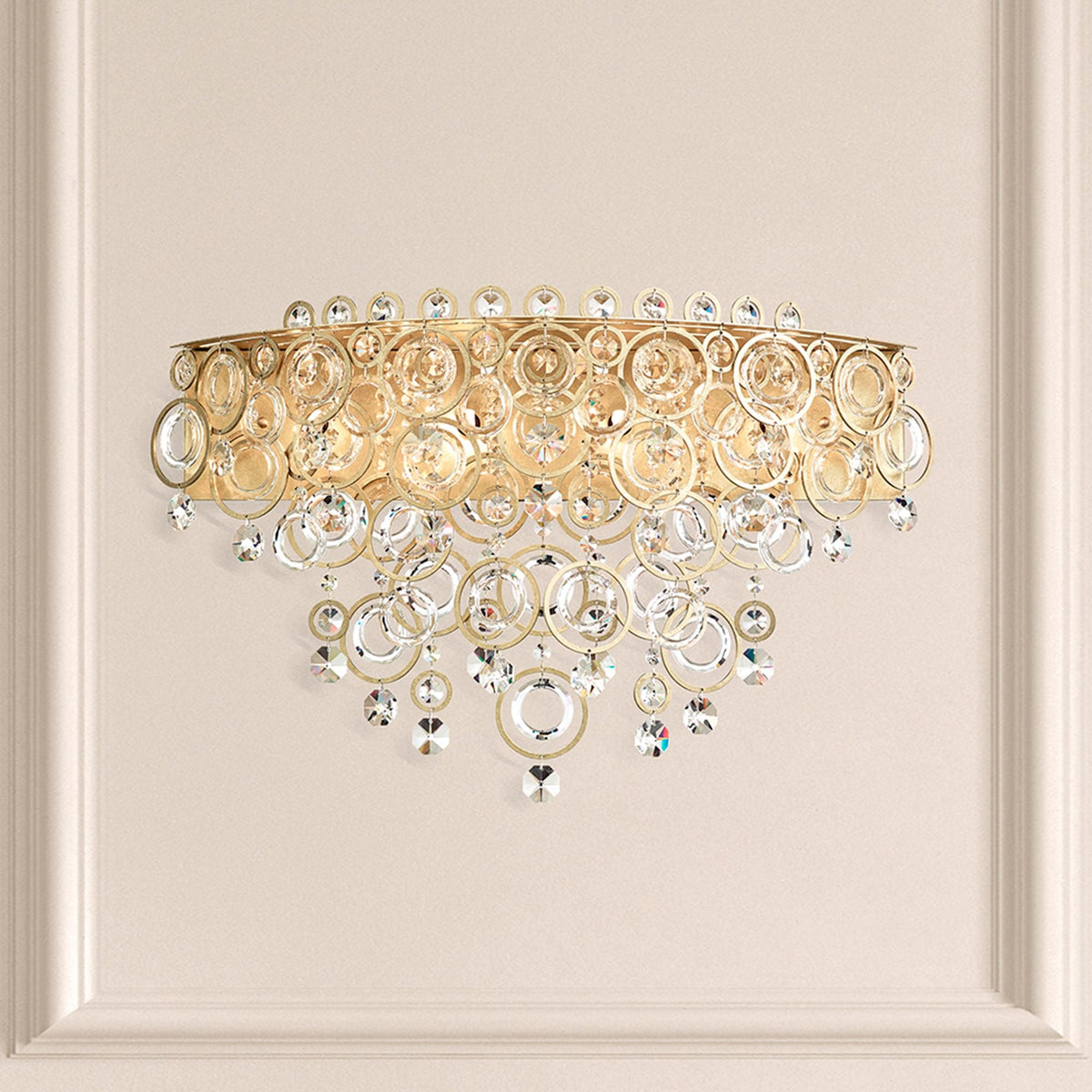 Circulus 4-Light Wall Sconce in Antique Silver with Optic Crystal