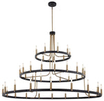 Clayton 60" Wide Brass Black 45-Light 3-Tier Chandelier