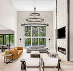 Clayton 60" Wide Brass Black 45-Light 3-Tier Chandelier