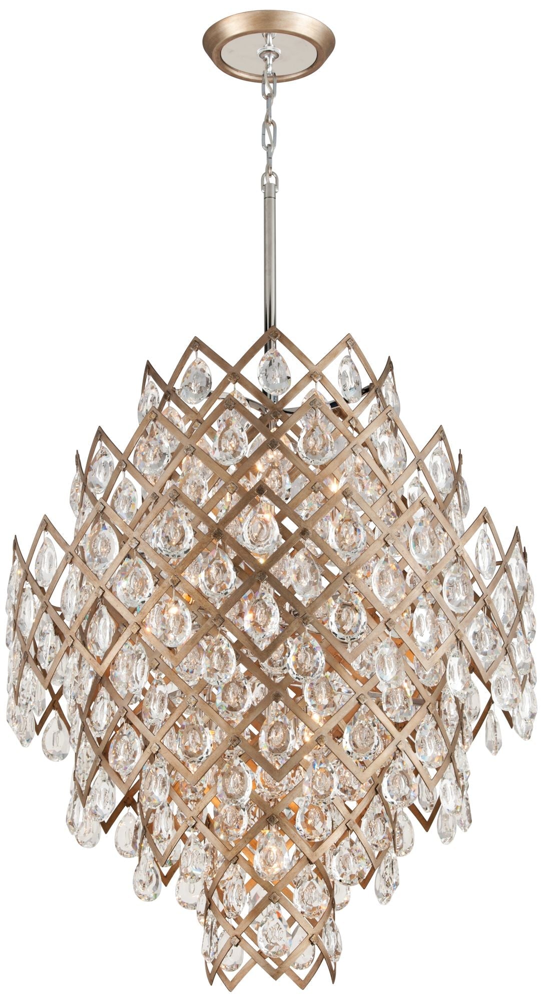 Corbett Tiara 32.25" WideIron and Stainless Steel 11 Light Pendant