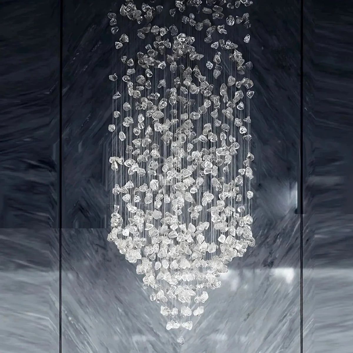 Multi Crystal Pendant Duplex Chandelier