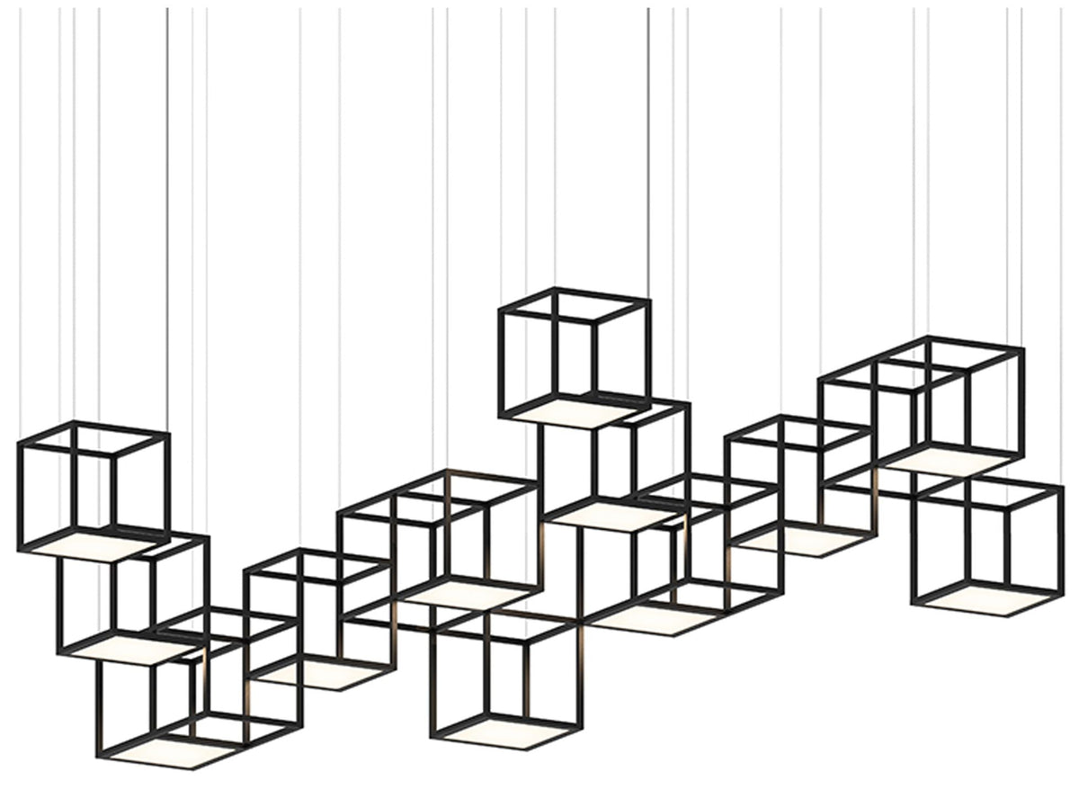 Cubix 120.5" Wide 12.Light Satin Black LED Pendant