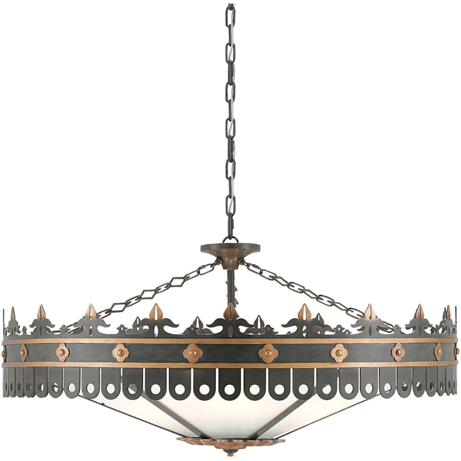 Berkeley 6 Light 40" Wide Wrought Iron Chandelier with Acrylic Shade