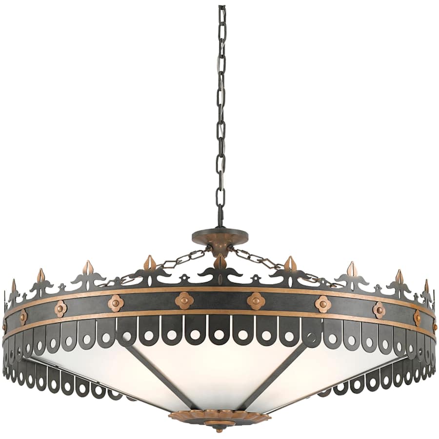 Berkeley 6 Light 40" Wide Wrought Iron Chandelier with Acrylic Shade