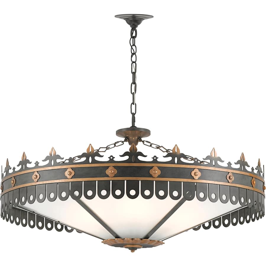 Berkeley 6 Light 40" Wide Wrought Iron Chandelier with Acrylic Shade