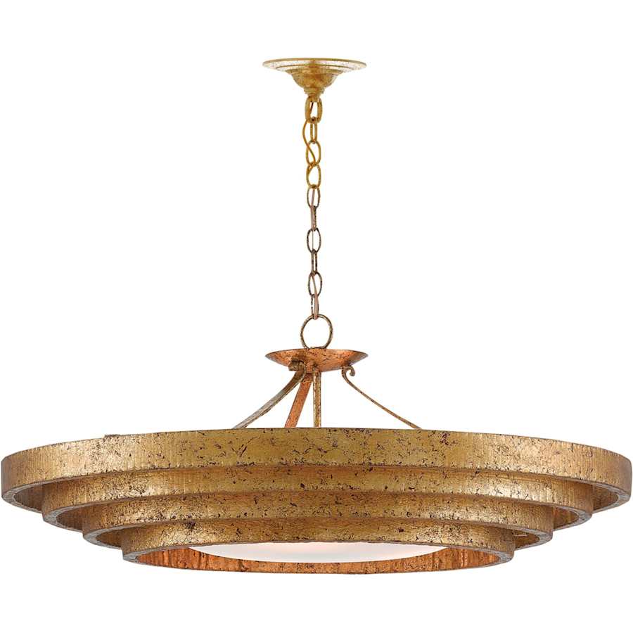 Belle 3 Light 36" Wide Wrought Iron Pendant with Glass Shade