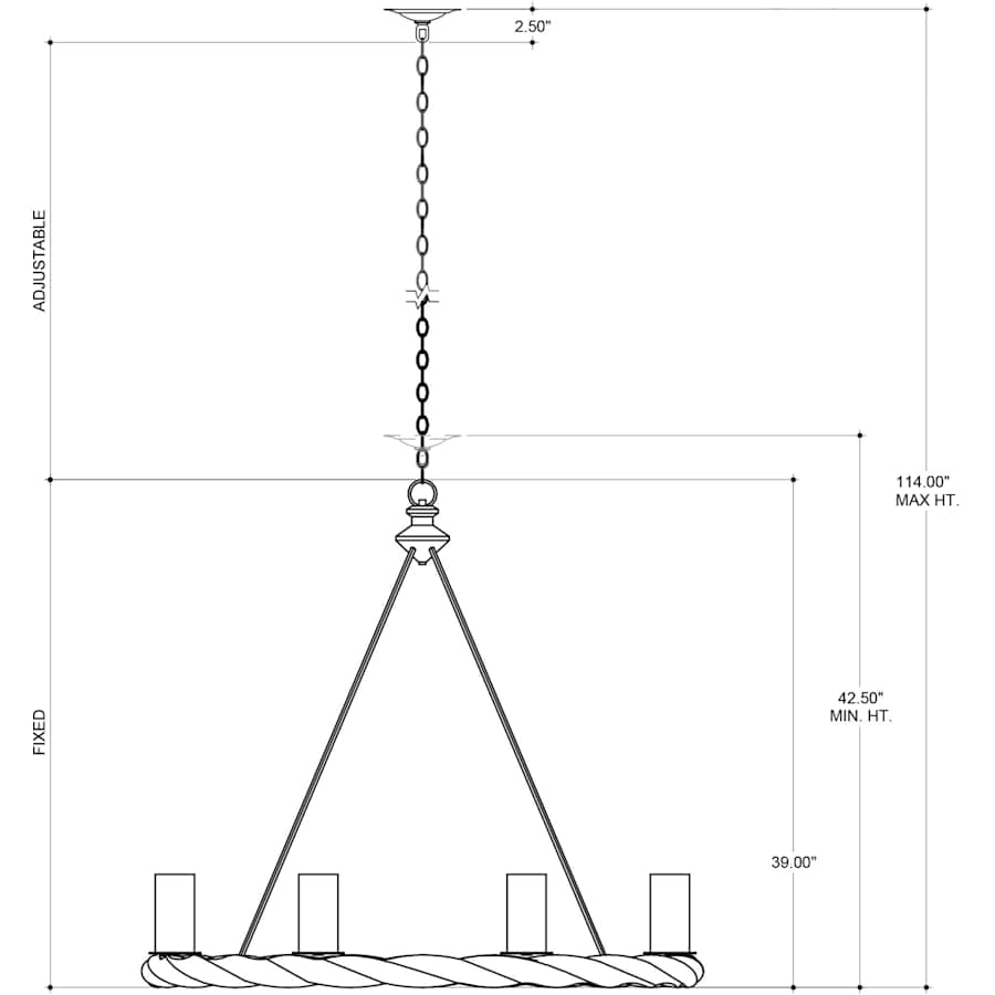 Orson 8 Light 45" Wide Wrought Iron Chandelier