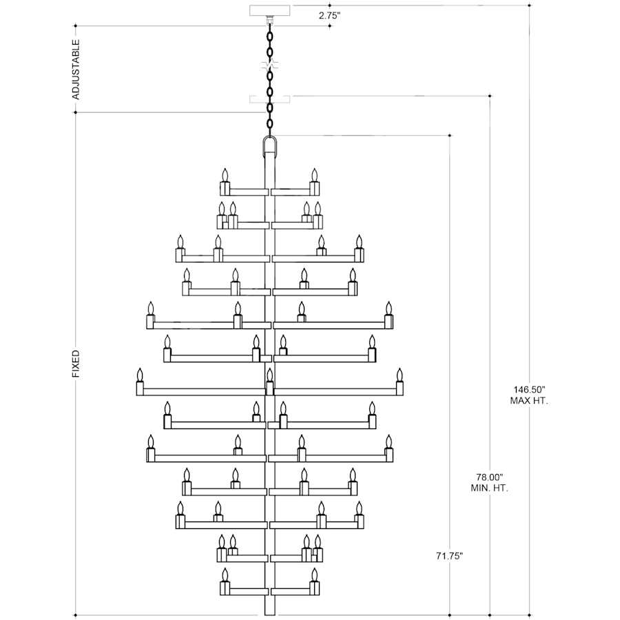 Andre 52 Light 40" Wide Wrought Iron Abstract Chandelier