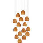 Beehive 15 Light 25" Wide Wood Multi Light Pendant